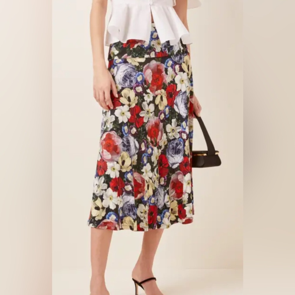 Erdem Elvin Floral Fit & Flare Midi Skirt Size 8